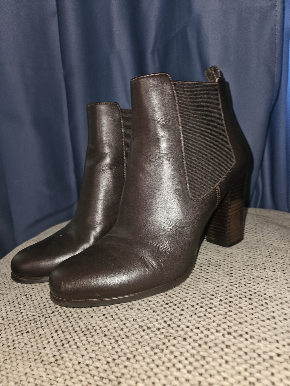 Michael Kors Dark Brown Leather Block Heel Chelsea Booties